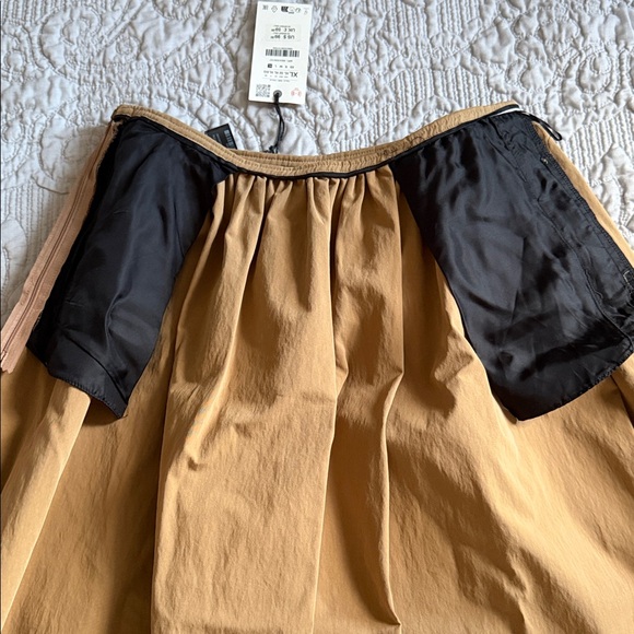 NWT ZARA ZW Collection Cape Midi Skirt Size XL Beige, khaki, taupe - Picture 10 of 13